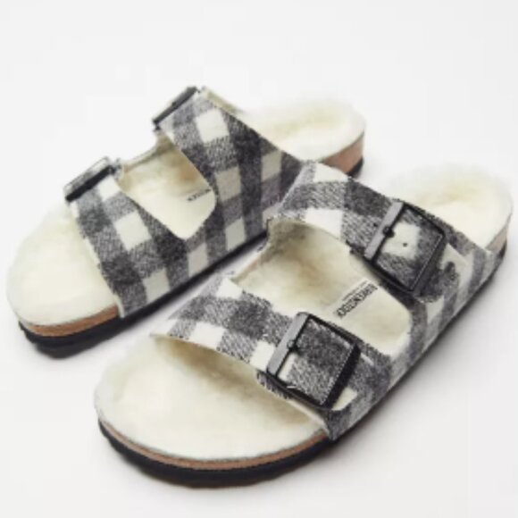 Birkenstock Arizona Rivet Sandals Women's Size 6 - 6.5 Black/White Buffalo Plaid - Picture 2 of 15